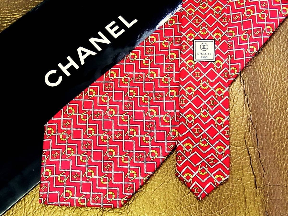 CHANEL LOGO France Genuine Silk 100 Mens Tie Necktie Dress