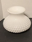 Vtg Milk Glass HOBNAIL HURRICANE LAMP SHADE 6” Wide Belly  5” Tall 3.25" Fitter