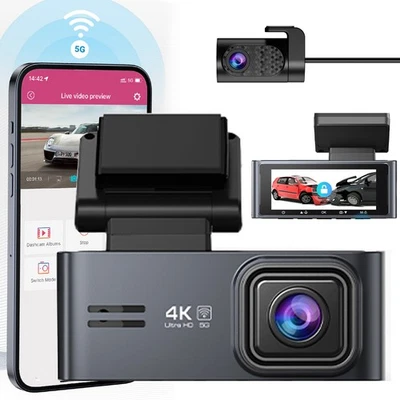 Ombar 4K+1080P Dash Cam Car DVR Front and Rear Dash Camera WiFi APP