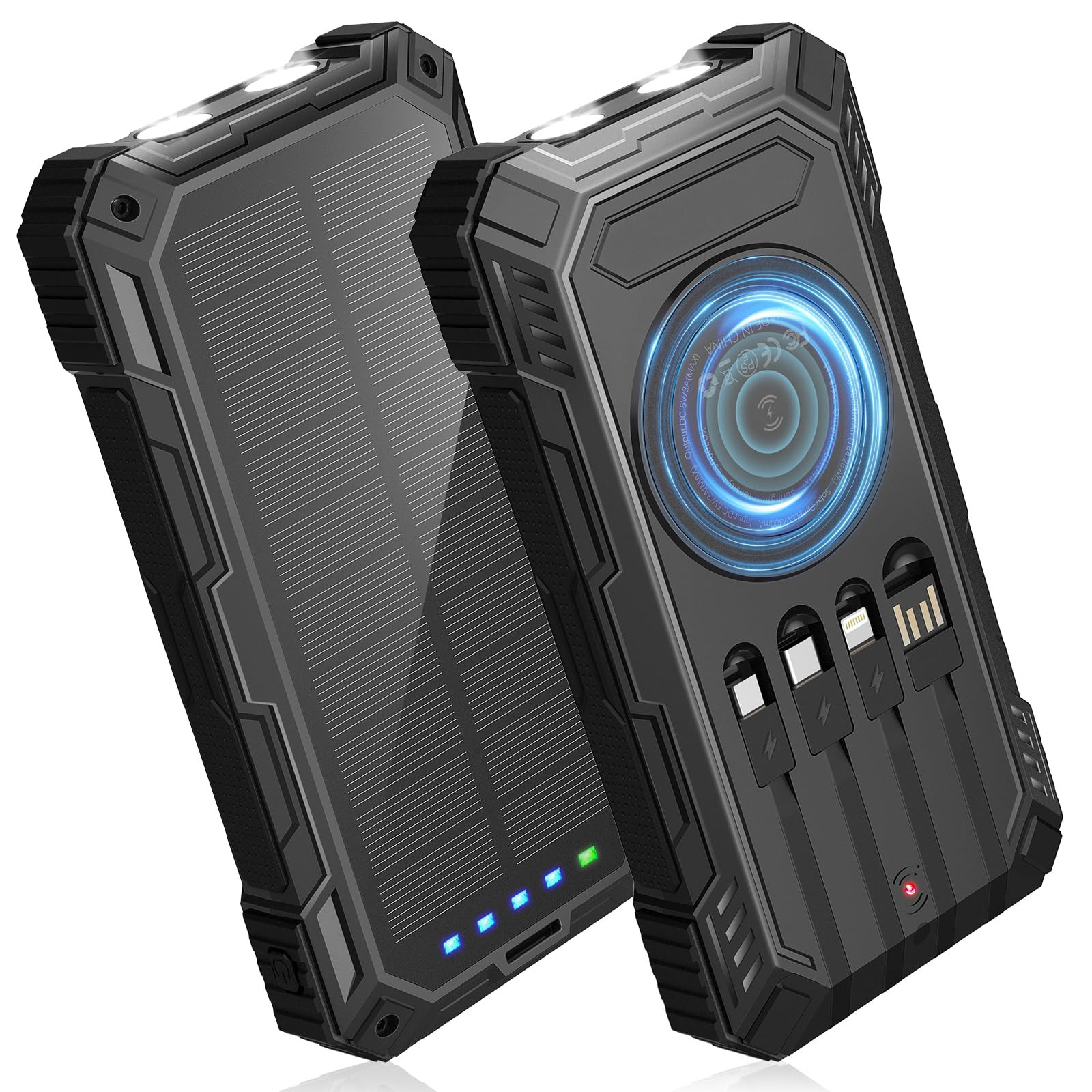 Solar Charger 49800mAh Power Bank - Wireless Portable Phone Charger with 4 Bu...