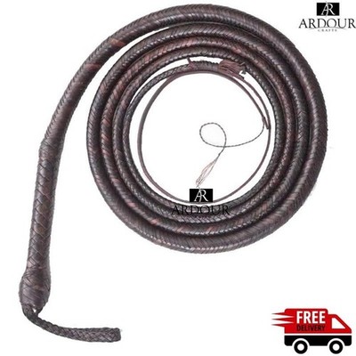 Real Leather Bullwhip 4 16FT Handmade 16 Plait Braided Heavy Duty Whip