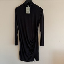 BNWT H&M Black Long Sleeve SIZE 16 UK Stretch Knee Dress W3