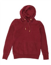 SUPERDRY Womens Hoodie Jumper UK 10 Small Maroon Cotton AH09