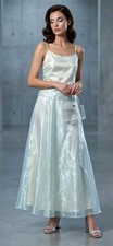 Gunne Sax Jessica McClintock Off-White Taffeta Maxi Skirt USA Size 13 Y2k 2000s