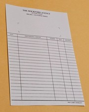 Rockford Files - Original TV Prop - Rockford Agency Invoice - James Garner
