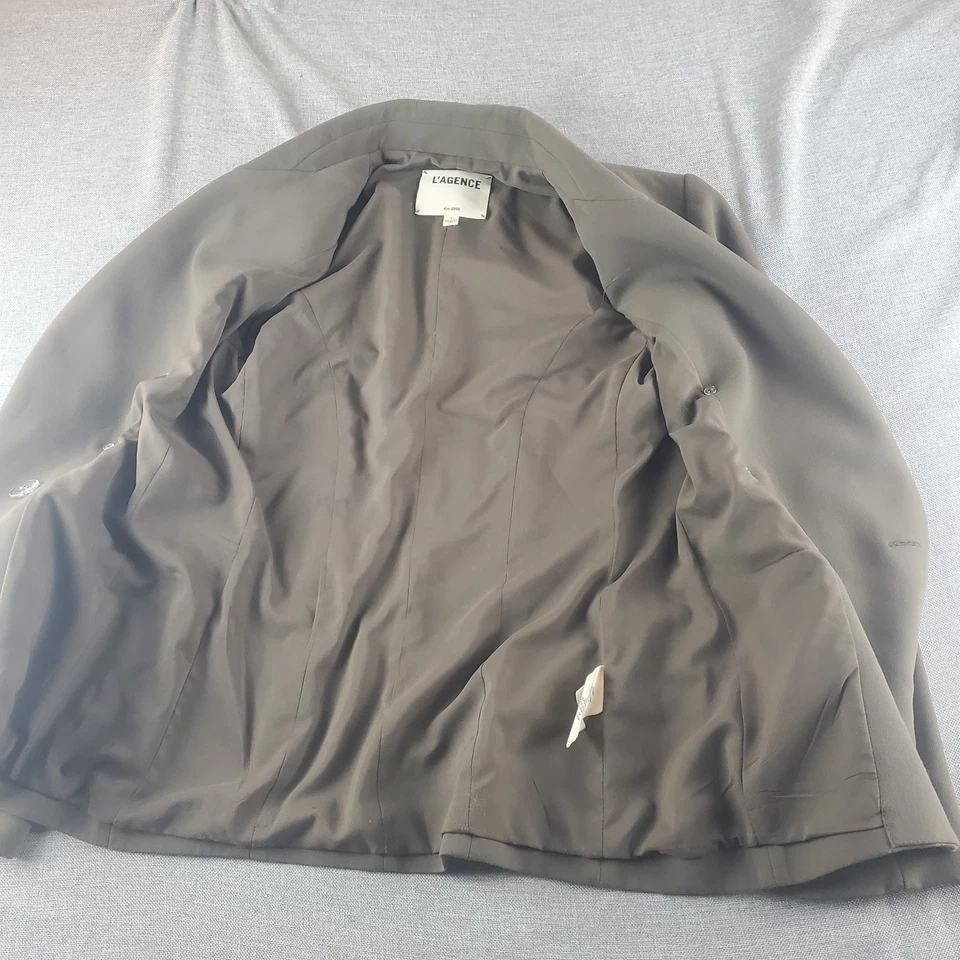Blazer L'AGENCE Kenzie Mujer Talla 2 Oliva Profundo Doble Pecho Botones Dorados Foto 3 de 4
