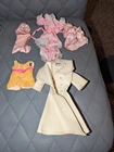 Vtg Barbie Label Outfit LOT London Tour Satin PJs Panties Robe Trench Coat 60s