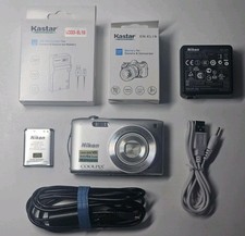 Nikon COOLPIX S3300 Silver 16.0MP Digital Camera W/ Charger, Cables  Carry Case