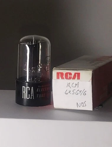 Vintage NOS RCA 6X5GT/G Amplifier Radio Audio Black Plate Vacuum Tube