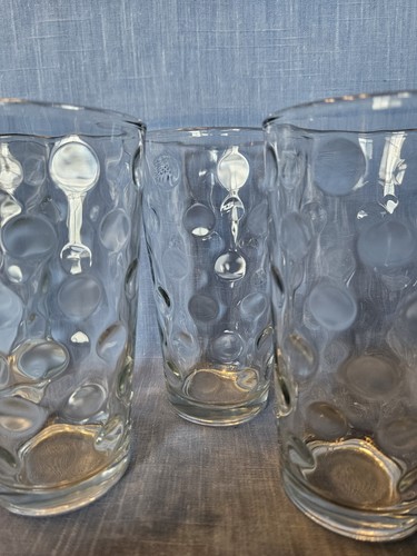 Set Of 4 Circleware Clear Dots Glass Drinking Tumblers 5 3/4" 14oz - Picture 3 of 6