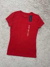 Tommy Hilfiger Womens Crew Neck Red T Shirt Size L Short Sleeve Logo Tee