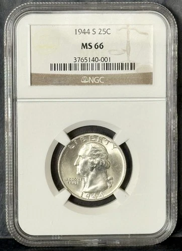 1944 S ** Washington Silver Quarter ** NGC MS66 **