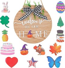 Welcome Sign  13 Seasonal Ornament Interchangeable Icons Home Front Door Decor