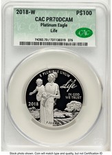 2018-W Proof Platinum Eagle 1 oz Non Designation CACG PR70 2352.00 per troy oz