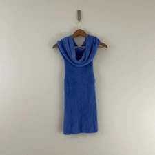 Free People Blue Iris Fuzzy Knit Cowl Neck Sleeveless Sweater Womens Size Medium