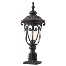 Outdoor Post Light Fixture with Pier Mount, 24 Inch High Vintage Post Lamp fo...