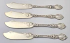 (4) Wallace VIOLET Sterling Silver 6" Large Flat Handle Butter Spreaders NO MONO