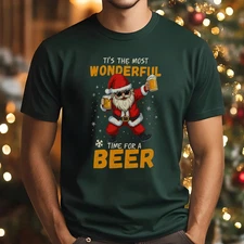 Funny Santa Beer Christmas Shirt for Men – Holiday Drinking Tee