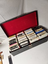 Vintage 8-Track Tape Carrying Case w/ Mixed Rock  Easy Listening Tapes, Lot