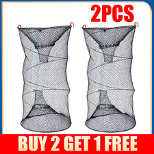 2* CRAB TRAP NET CRAB PRAWN SHRIMP CRAYFISH LOBSTER EEL BAIT FISHING POT BASKET
