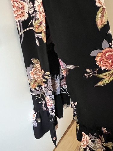 Vintage NOSTALGIA 90'S MAXI SZ S Dress Short Sleeve Lace up V Neck Tassels - Picture 8 of 18