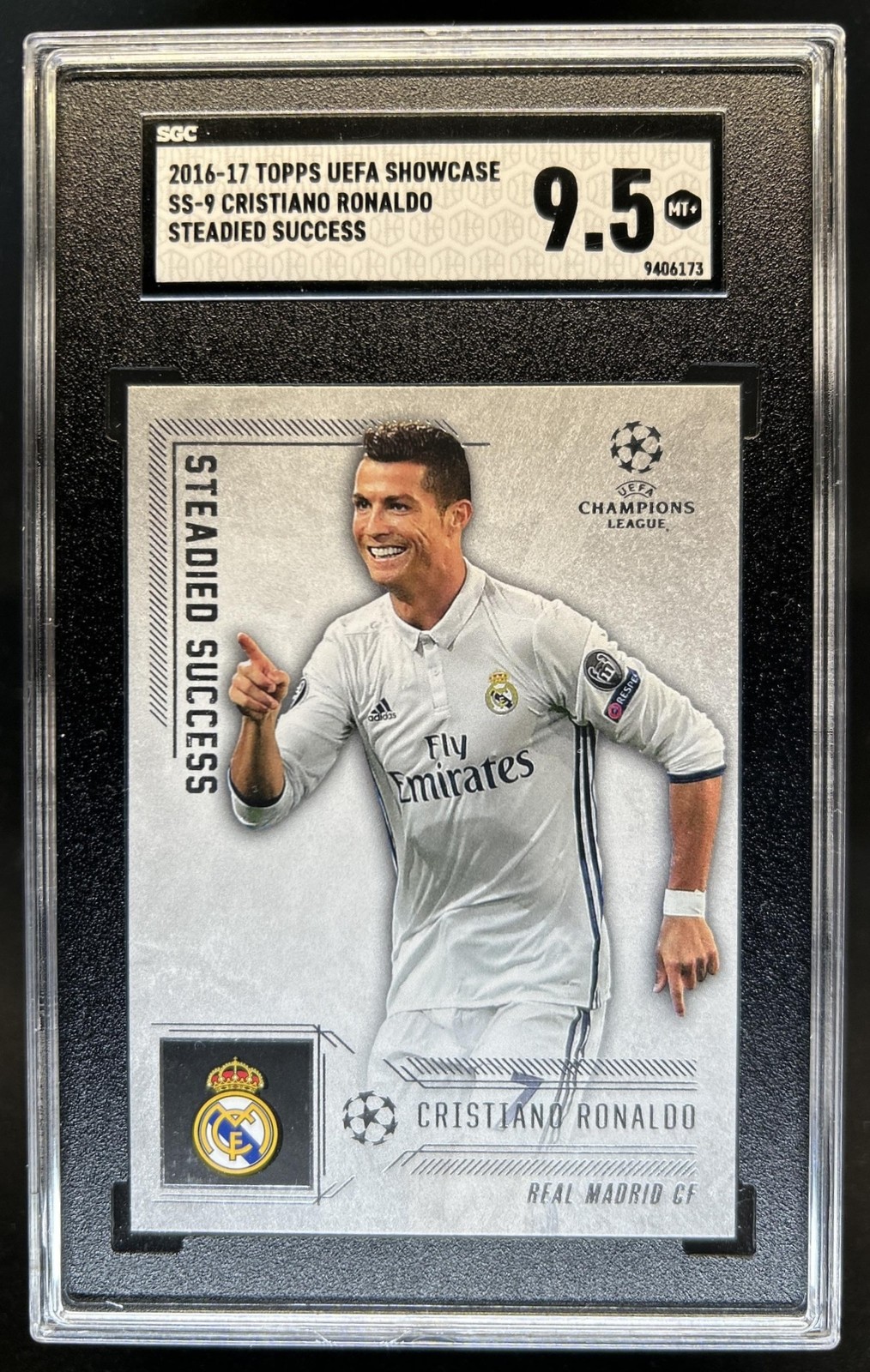 2017 Topps UEFA Showcase Cristiano Ronaldo Steadied Success #SS-9 SGC 9.5