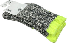 Zara Kids Grey Yellow Crew Cotton Cushion Chunky Cable Knit Cozy Socks Sz 9.5-11