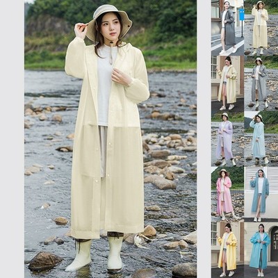 Unisex Waterproof Raincoat Long Adult Hooded Outdoor Reusable Rainwear