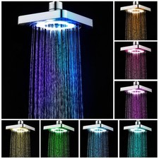 Rain Shower Head with 7 Colors LED Romantic Light,Water-driven Waterfall Sprayer