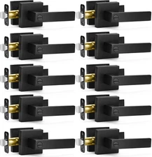 10 Pack Matte Black Door Handles Privacy Door Levers, Keyless Interior Door Knob