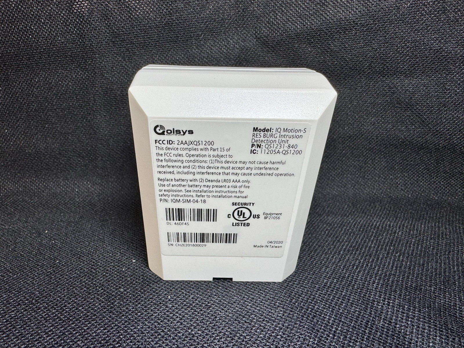 Qolsys QS1231-840 IQ Wireless PIR Motion Sensor NEW