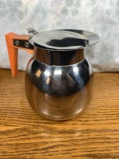 Vintage Vollrath Stainless Steel Orange Decaf Coffee Pot Carafe Used