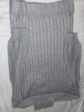 Women s Gray Solid Rib-Knit Off-the-Shoulder Pullover Sweater Long Sleeve M
