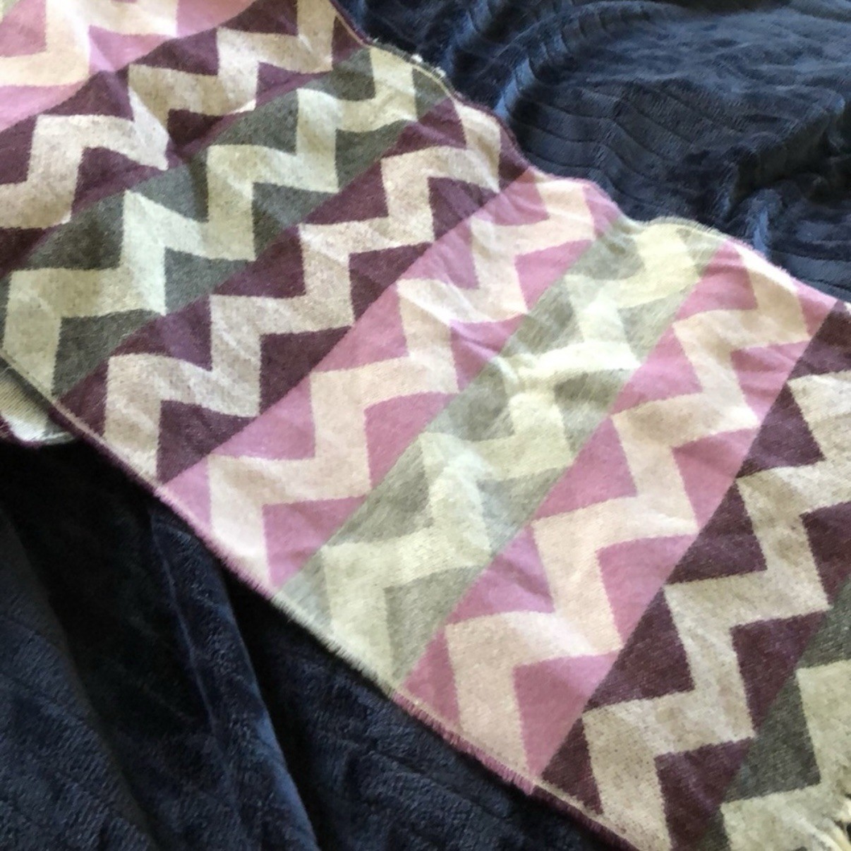 Extra long Geometric Mod Purple Chevron Scarf  wi… - image 3