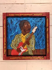 John Sperry Southern Primitive Folk Art Blues Musician "MUDDY WATERS" Painting 