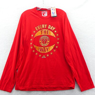Washington Wizards Shirt Mens Large Red Adidas Tee Basketball Long Sleeve New
