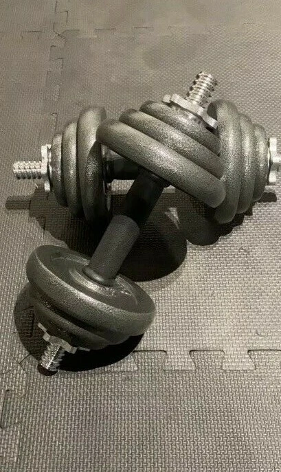 20kg Cast Iron Adjustable Dumbbell Set - Total weight 20KG