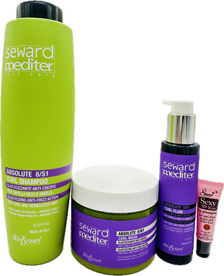Helen Seward 8/S1 Absolute Curl Shampoo 33.8 fl oz, 8/M1 Mask 16.9 fl oz + Fluid