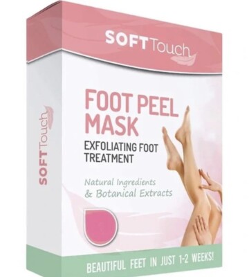 Soft Touch Foot Peel Mask Exfoliating Foot Treatment, 2 Pair, New, Exp 2/23