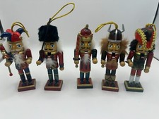 Christmas Nutcracker 5" Ornaments Set of 5 Wooden Holiday Decoration Toy Soldier