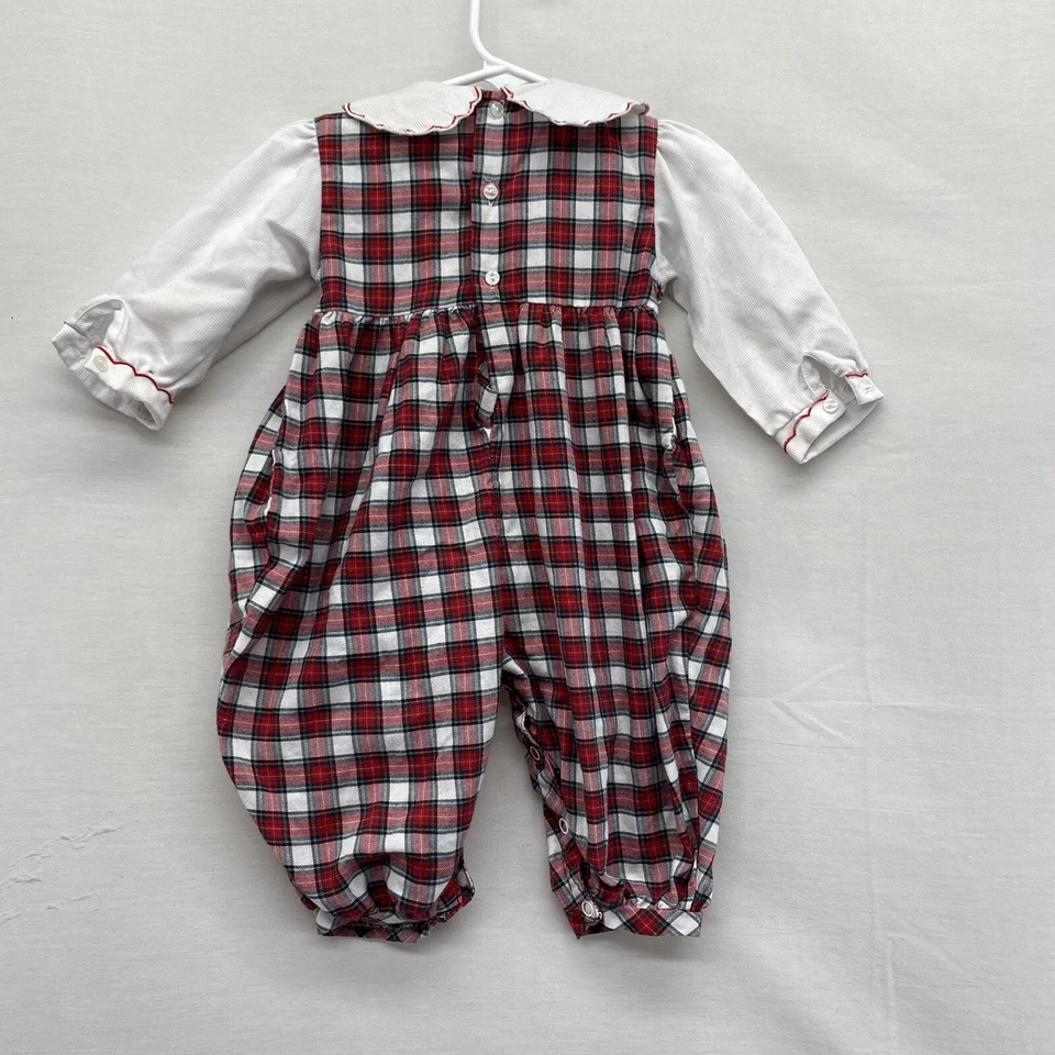 Vtg Jelly n Jam Baby Romper Sz 6 Months Plaid Holiday Xmas - Image 2 of 4