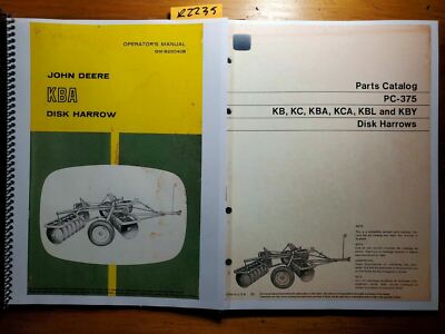 John Deere KBA Disk Harrow Owner Operator Manual OM-B25040B + Parts PC-375 8/70