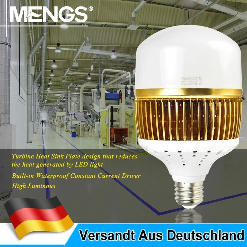E40 50W/100W/150W LED Glühlampe Leuchtmittel Energiesparlampe Werkstatt Keller - Bild 3 von 4