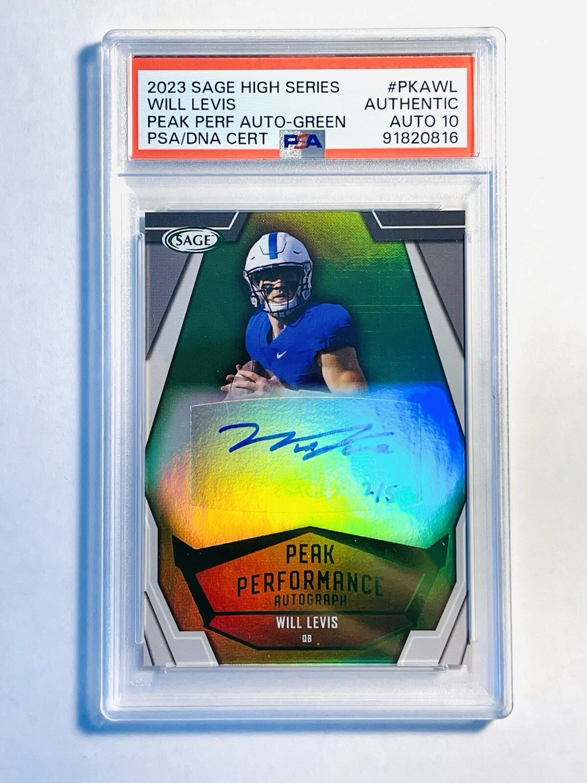 Will Levis Sage High Series Peak Performance Autographs #PKAWL Silver