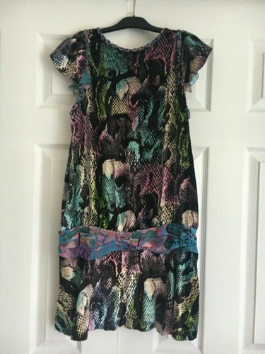 New Women’s Custo Barcelona Custo Premium Gorgeous Silk Velvet Mini Dress Multi - Picture 5 of 12