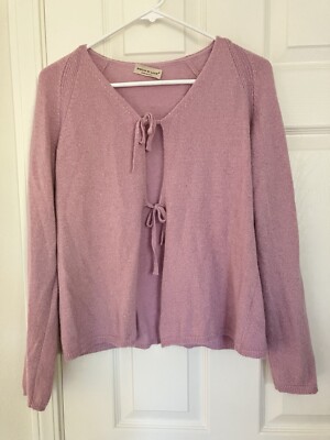 Giochi Di Luce Women's Tie Front Knit Cardigan, Made in Italy, Pink Metallic