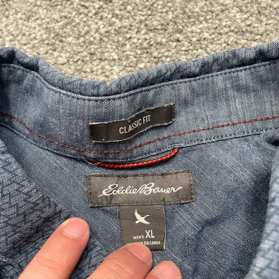 Eddie Bauer Shirt Adult XL Extra Large Blue Classic Fit Casual Long Sleeve Mens - Image 3 of 4