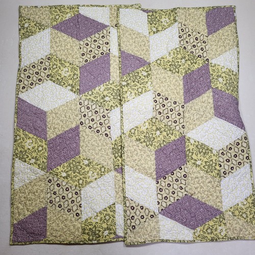 2 King Size Country Living Quilted Sham Mixed Patterns Purple Yellow