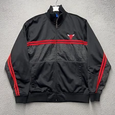 Chicago Bulls Track Jacket Men Large Black Red UNK Blue Label Full Zip Lined NBA