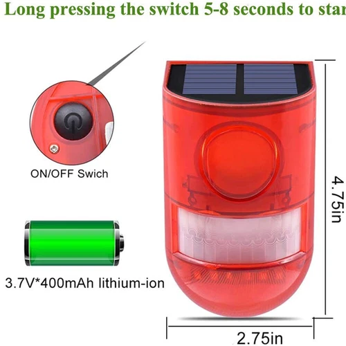 Waterproof Outdoor Solar Powered LED Alarm Lamp Warning Security Flashing Light - Picture 8 of 12